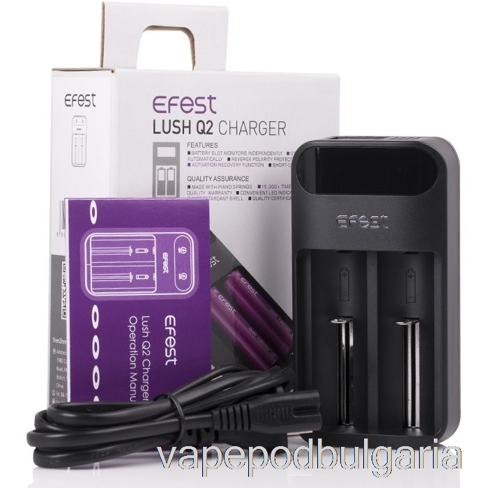 Vape Bulgaria Efest Lush Q2 2-bay Intelligent Led зарядно за батерии