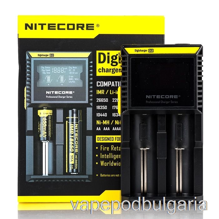 Vape Течности зарядно за батерия Nitecore D2 (2-отсека)